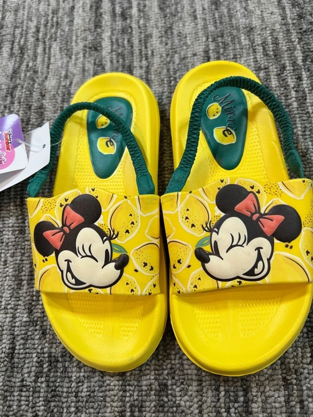 Disney Girls' Minnie Mouse Slide Sandals - Yellow Size 11/12